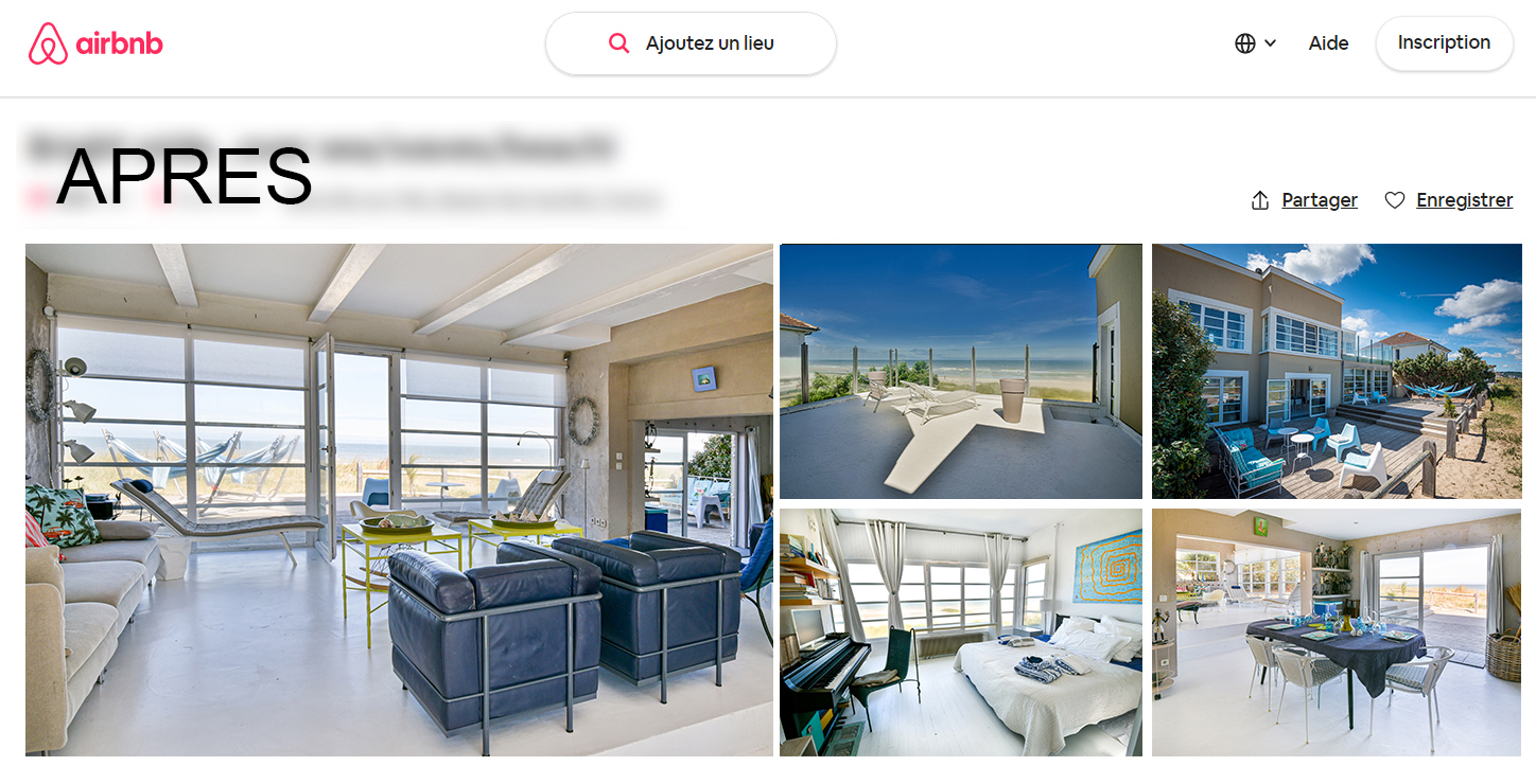Annonce Airbnb d'une villa avec des Photos 
							réalisées par Marc CHAZELLE 