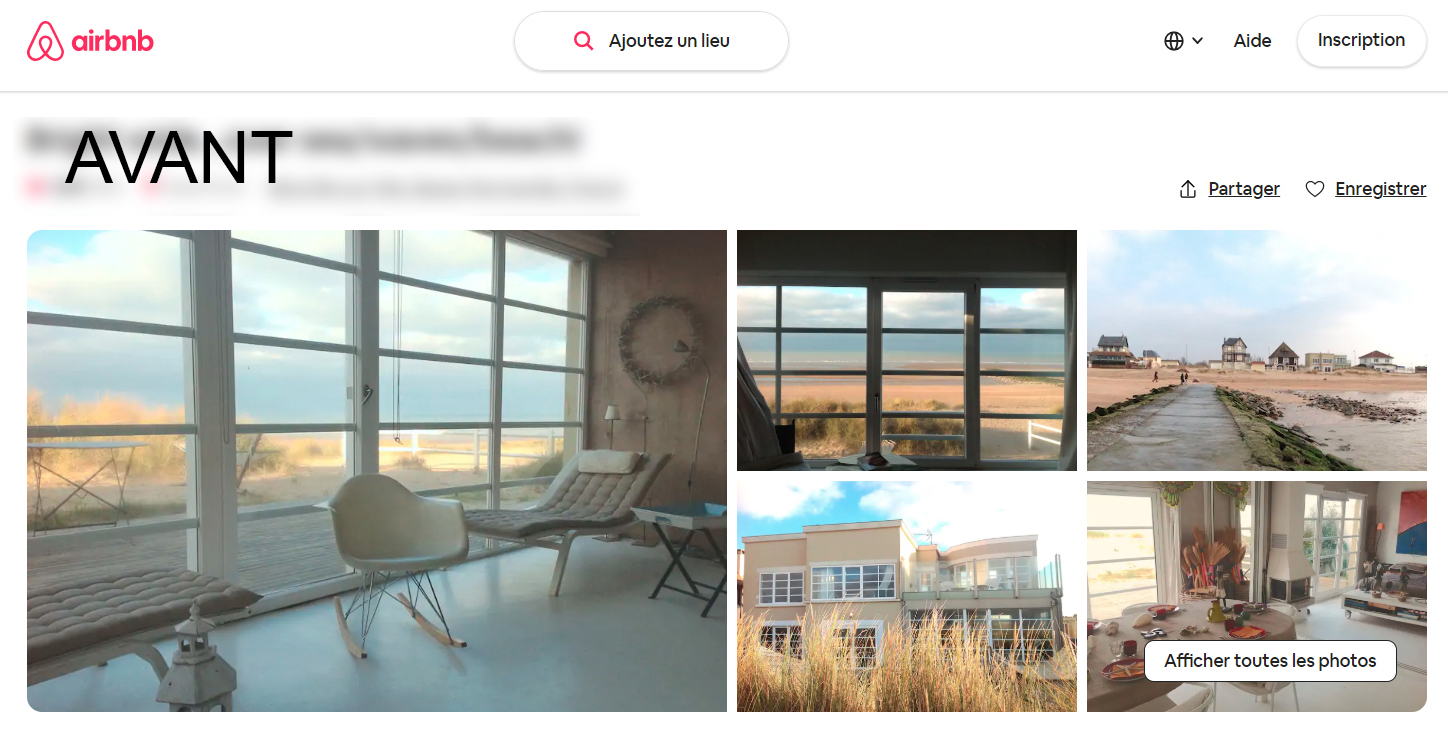 Annonce Airbnb d'une villa avec des Photos réalisées
							par le propriétaire  