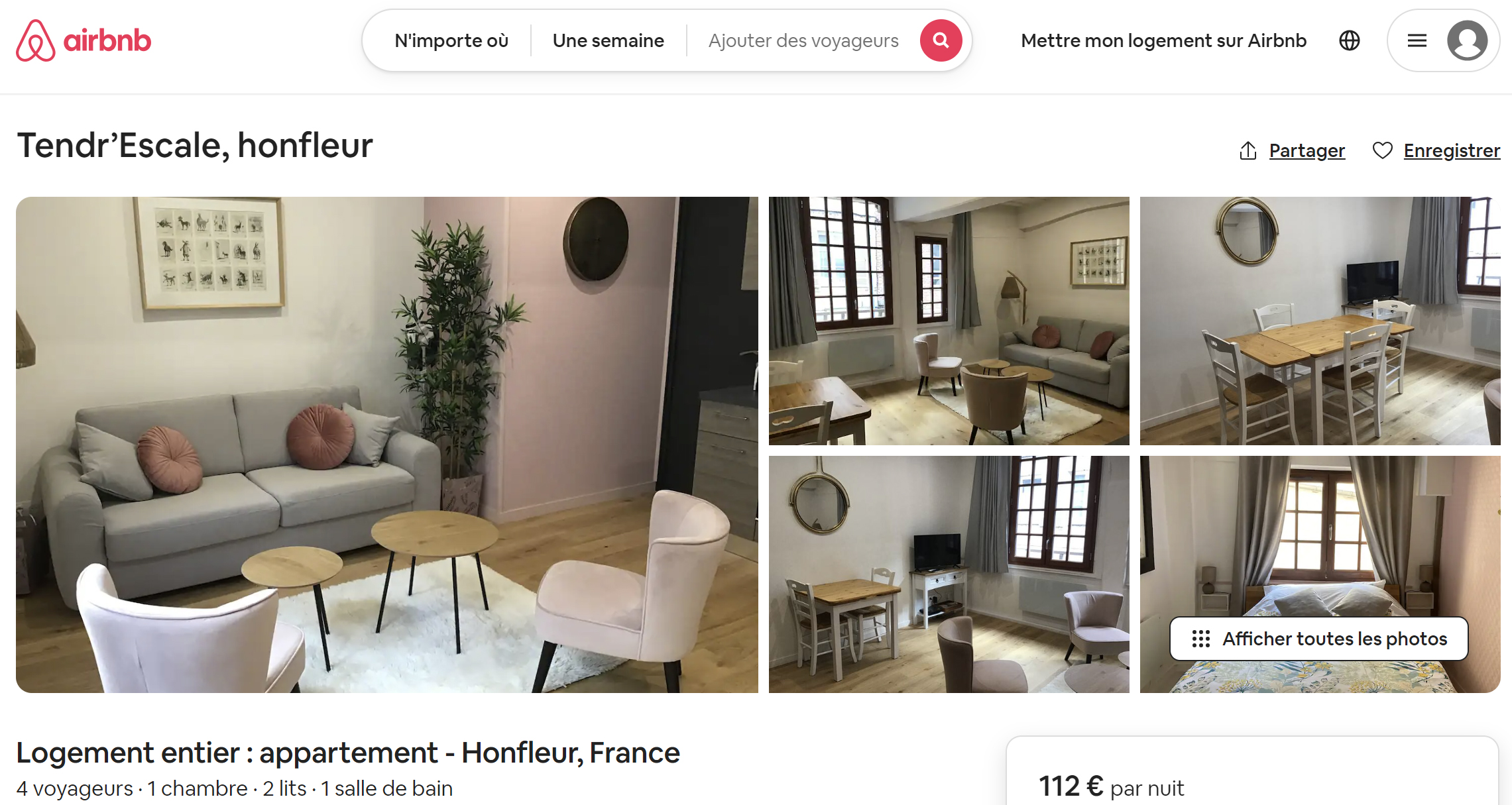 appartement airbnb avec photo du particulier